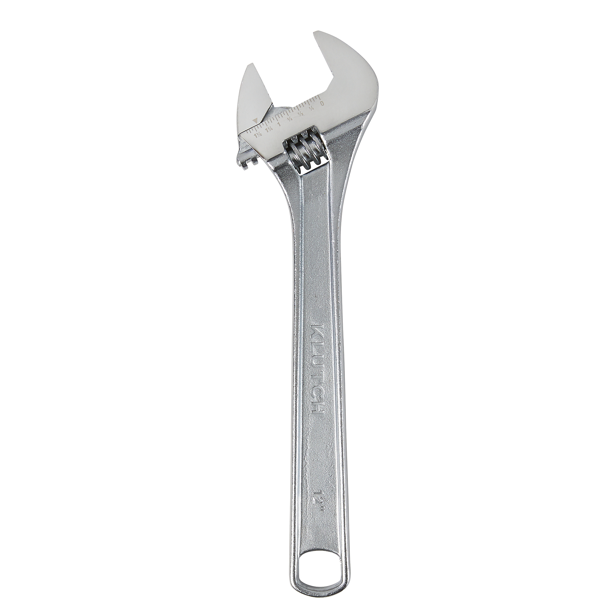 Klutch Adjustable Wrench, 12in., Chrome Plated